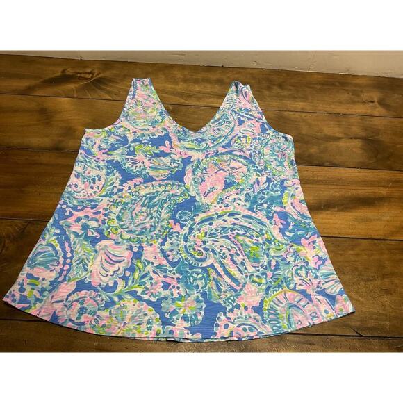 Lilly Pulitzer V-Neck Gigi Tank Top Starfish Casual Medium - Picture 1 of 8